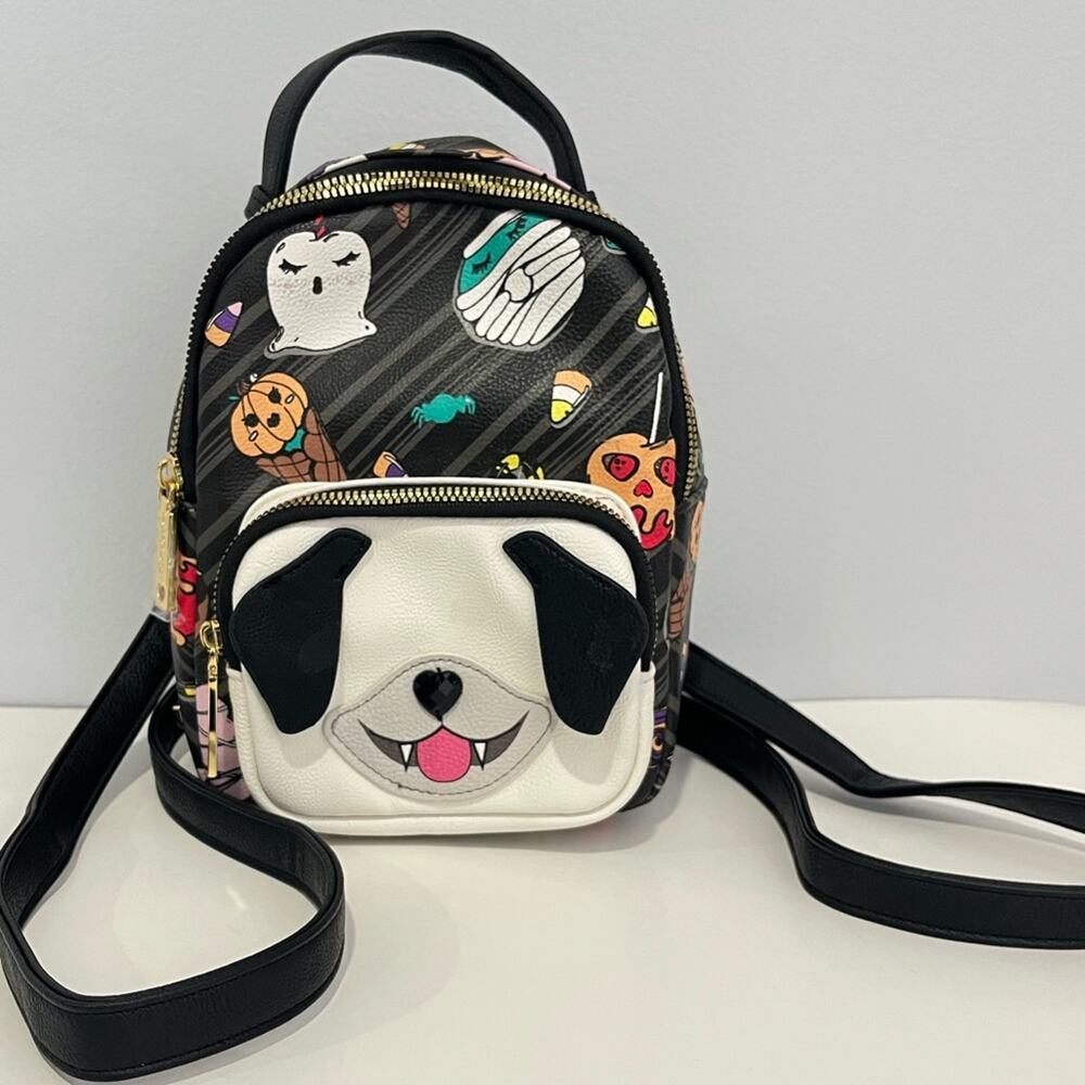 Betsey‎ Johnson Kitsch Halloween Dog Pug Bag Mini Backpack